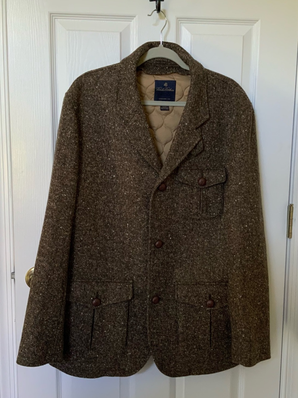 Brooks Brothers Brown Tweed Quilted-Lined Field Jacket
